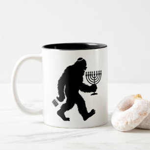 Jewish Bigfoot Hanukkah Chanukah Humor Hilarious Two-Tone Coffee Mug