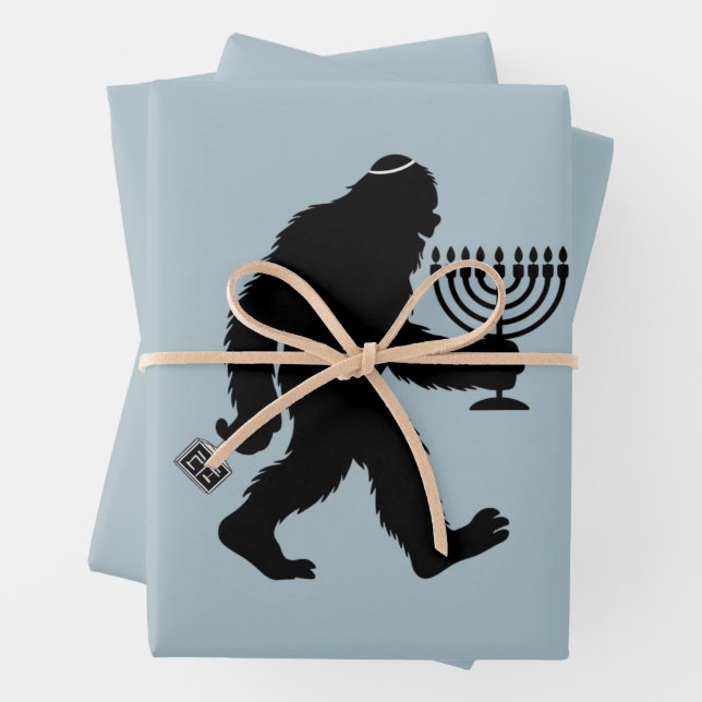 Jewish Bigfoot Hanukkah Chanukah Humor Hilarious  Wrapping Paper Sheets (In situ)
