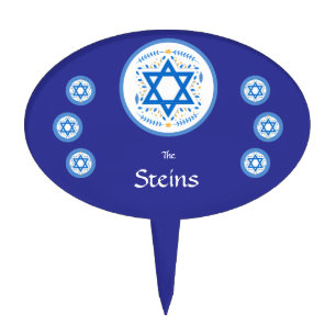 Jewish Blue Star of David NAME Cake Topper