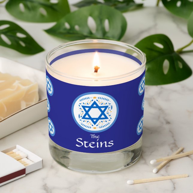 Jewish Blue Star of David NAME Scented Candle (Lit)