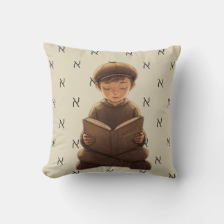 Jewish Boy Reading Aleph-Bet Pillow