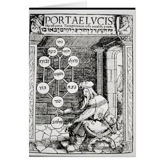 Jewish cabbalist holding a sephiroth cards (Front)