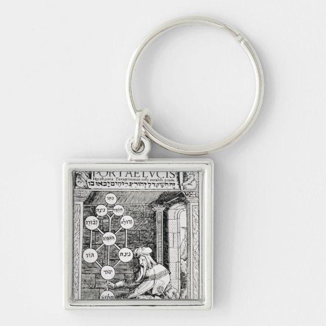 Jewish cabbalist holding a sephiroth keychain (Front)