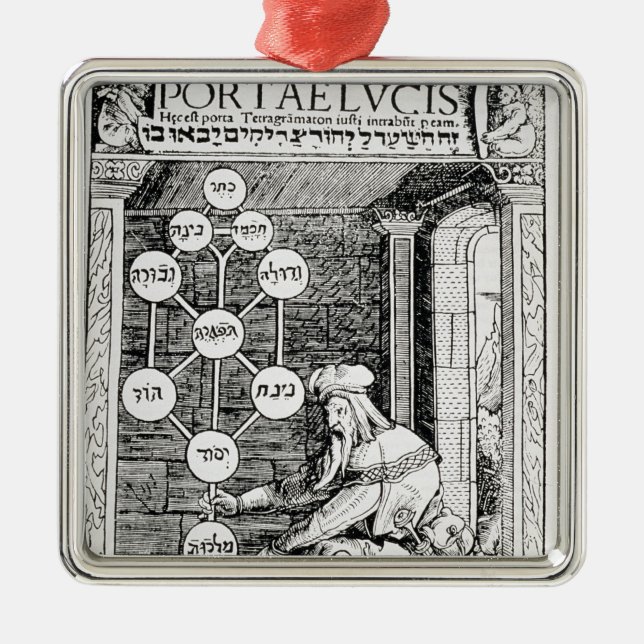 Jewish cabbalist holding a sephiroth metal ornament (Front)