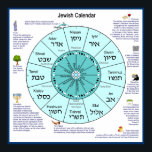 Jewish Calendar  Poster<br><div class="desc">Jewish Calendar with Hebrew names of the months and the Jewish holidays</div>