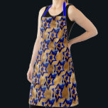 Jewish-Candlesticks-and-Stars Apron<br><div class="desc">From my new Jewish Collection coming into stores now... Candlesticks-and-Stars KITCHEN APRON. A large hammered look (digital texture)-Triple layered Star of David created in dark blue and silver with a matching pair of candlesticks and holders. The candles appear lit. One with the allover stars and candles on a hammered gold...</div>