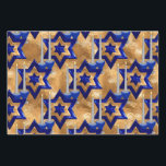 Jewish-Candlesticks-and-Stars-SET-3 Wrapping Paper Sheets<br><div class="desc">From my new Jewish Collection coming into stores now... Candlesticks-and-Stars-3-SET A large hammered look (digital texture)-Triple layered Star of David created in dark blue and silver with a matching pair of candlesticks and holders. The candles appear lit. You get 3 sheets of gift paper. One with the allover stars and...</div>