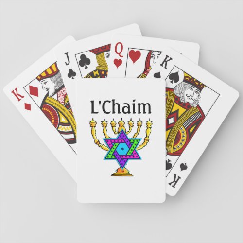 Jewish Candlesticks LChaim  Poker Cards