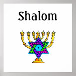 Jewish Candlesticks  Shalom Poster<br><div class="desc">Jewish Candlesticks and Traditional Personalized Gifts and Apparel</div>