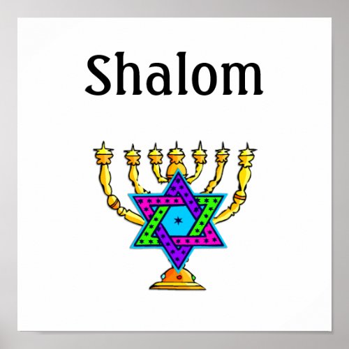 Jewish Candlesticks  Shalom Poster