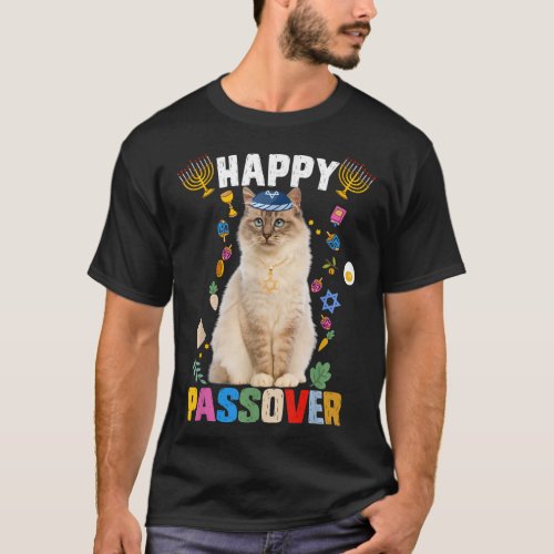Jewish Cat kippah Happy Passover Matzah Passover H T_Shirt