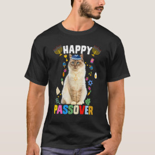 Jewish Cat Kippah Happy Passover Matzah Passover H T-Shirt