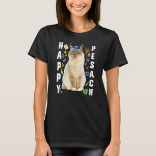 Jewish Cat Kippah Happy Pesach Matzah Passover Hol T-Shirt