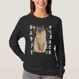 Jewish Cat Kippah Happy Pesach Matzah Passover Hol T-Shirt