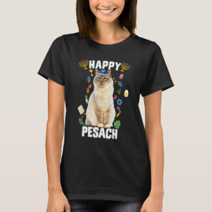 Jewish Cat Kippah Happy Pesach Matzah Passover Hol T-Shirt