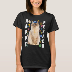 Jewish Cat Kippah Happy Pesach Matzah Passover Hol T-Shirt