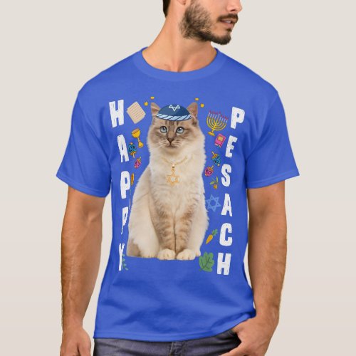 Jewish Cat kippah Happy Pesach Matzah Passover Hol T_Shirt