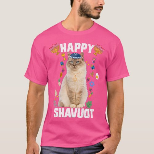 Jewish Cat kippah Happy Shavuot Matzah Shavuot Hol T_Shirt