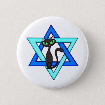 Jewish Cat Stars    Button by bonfirejewish at Zazzle