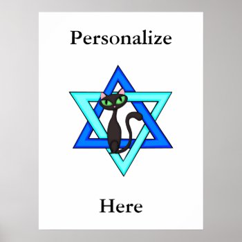 Jewish Cat Stars Poster by bonfirejewish at Zazzle