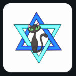 Jewish Cat Stars Square Sticker<br><div class="desc">Jewish Star and adorable cat wishing you Happy Jewish Holidays.</div>