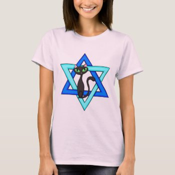 Jewish Cat Stars T-shirt by bonfirejewish at Zazzle
