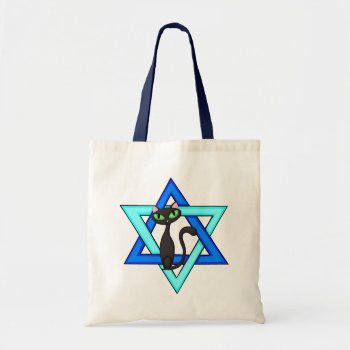 Jewish Cat Stars Tote Bag by bonfirejewish at Zazzle