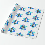 Jewish Cat Stars Wrapping Paper<br><div class="desc">Jewish gifts and gift ideas featuring beautiful Jewish Star of David with a wine glass in the center.</div>