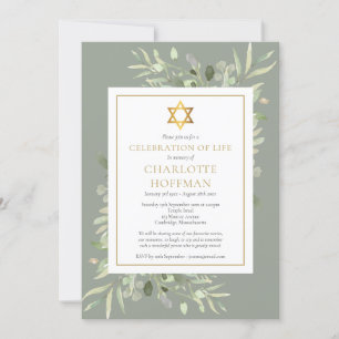 Jewish Celebration of Life Funeral Greenery Invitation