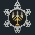 Jewish Chanukah menorah snowflake ornament<br><div class="desc">Jewish menorah candle holder with candles on black background.</div>