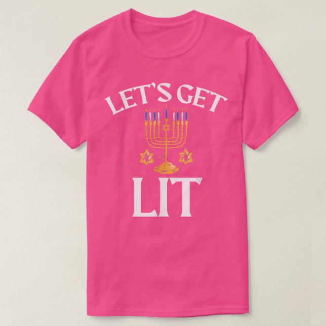 Jewish Christmas Lets Get Lit Hanukkah  T-Shirt (Design Front)