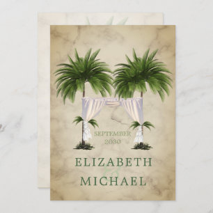 Jewish Chuppah Elegant Modern Champagne Palm Invitation