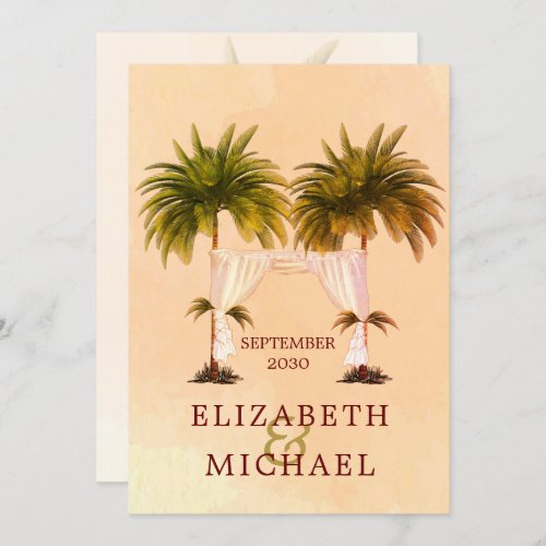 Jewish  Chuppah Elegant Modern Terracotta Palm  Invitation