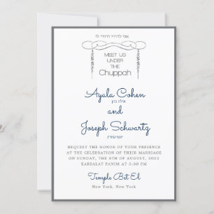 Jewish Chuppah Navy & Charcoal Wedding Invitation