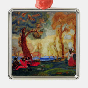 Jewish Comedians Resting, 1910s Metal Ornament