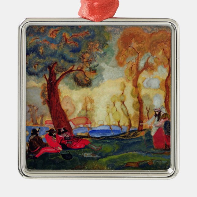 Jewish Comedians Resting, 1910s Metal Ornament (Front)