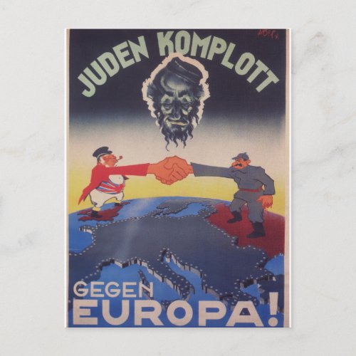 Jewish conspiracy Propaganda Poster Postcard