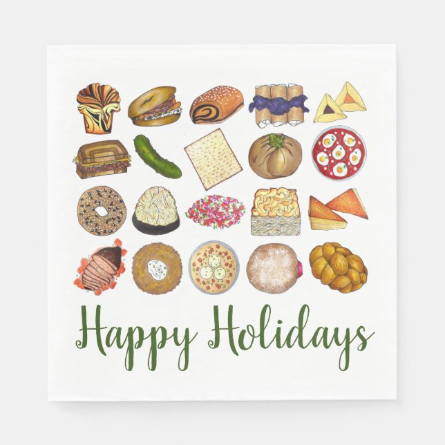 Jewish Cooking Cuisine Happy Holidays Dinner Napkins (Front)