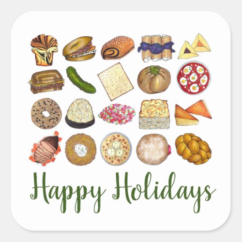 Jewish Cooking Cuisine Happy Holidays Dinner Square Sticker