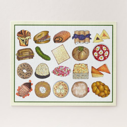 Jewish Cooking Cuisine Holiday Dinner Foods Print Jigsaw Puzzle