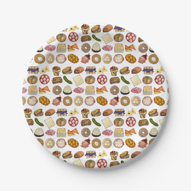 Jewish Cooking Cuisine Holiday Dinner Foods Print Paper Plates (Front)