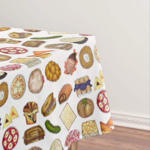 Jewish Cooking Cuisine Holiday Dinner Foods Print Tablecloth