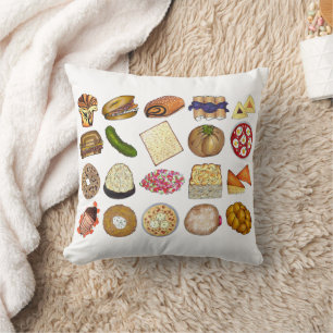 Jewish Cooking Cuisine Holiday Dinner Foods Print Throw Pillow