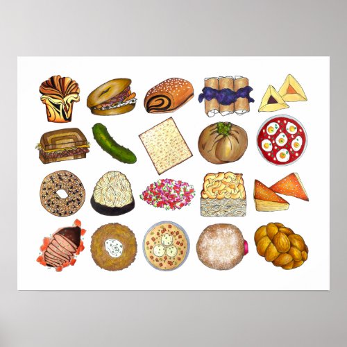 Jewish Cuisine Foods Illustration Kitchen Decor