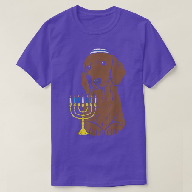 Jewish Dachshund Wiener Dog Hanukkah Pajamas Chanu T-Shirt (Design Front)