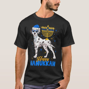 Jewish Dalmatian Dog Menorah Happy Hanukkah Chanuk T-Shirt