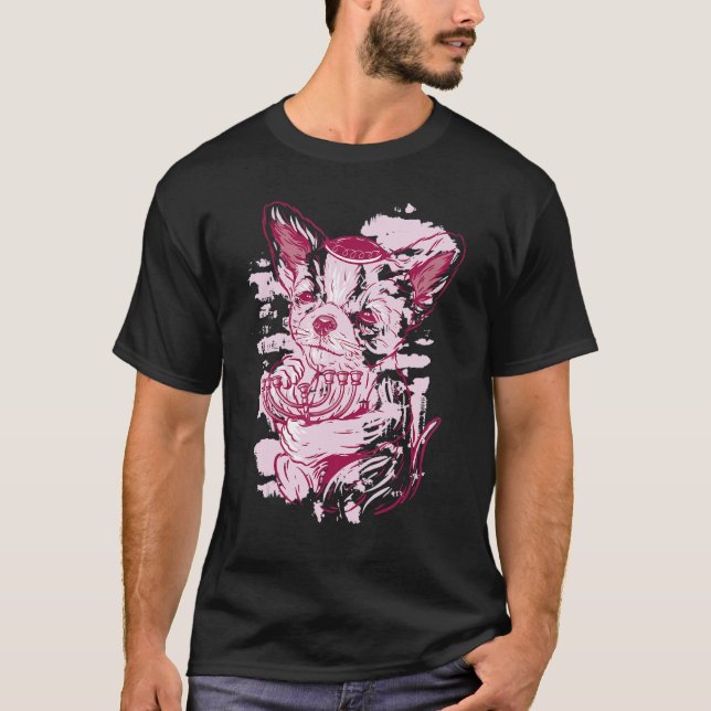 Jewish Dog Chihuahua Yarmulke Kippah Menorah  Hanu T-Shirt (Front)