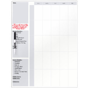 Jewish Family Weekly Calendar Planner Dry Erase Board