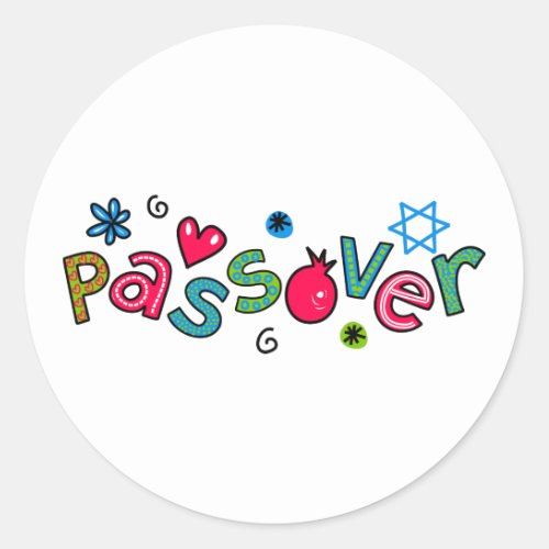 Jewish Festival of Passover Text Greeting Classic Round Sticker