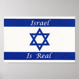 Jewish Flag - Israel Is Real - Hebrew Israeli Star Poster